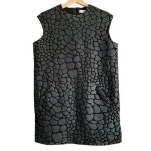 CAMEO / Modern 3D Animal Pattern Mini Sleeveless Shift Dress Black Sz S